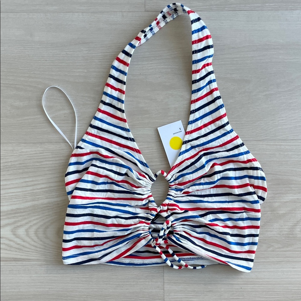 Urban Outfitters Striped Crop Top - Red, Blue, White